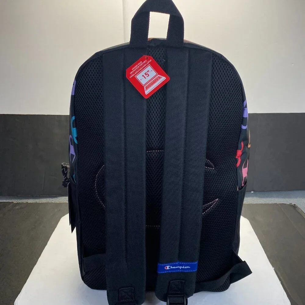 Champion 15” Backpack Black cript Logos,Laptop Sleeve,Padded Straps,Unisex New